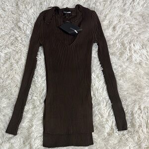 Fashion Nova Chocolate Ribbed Knit Top